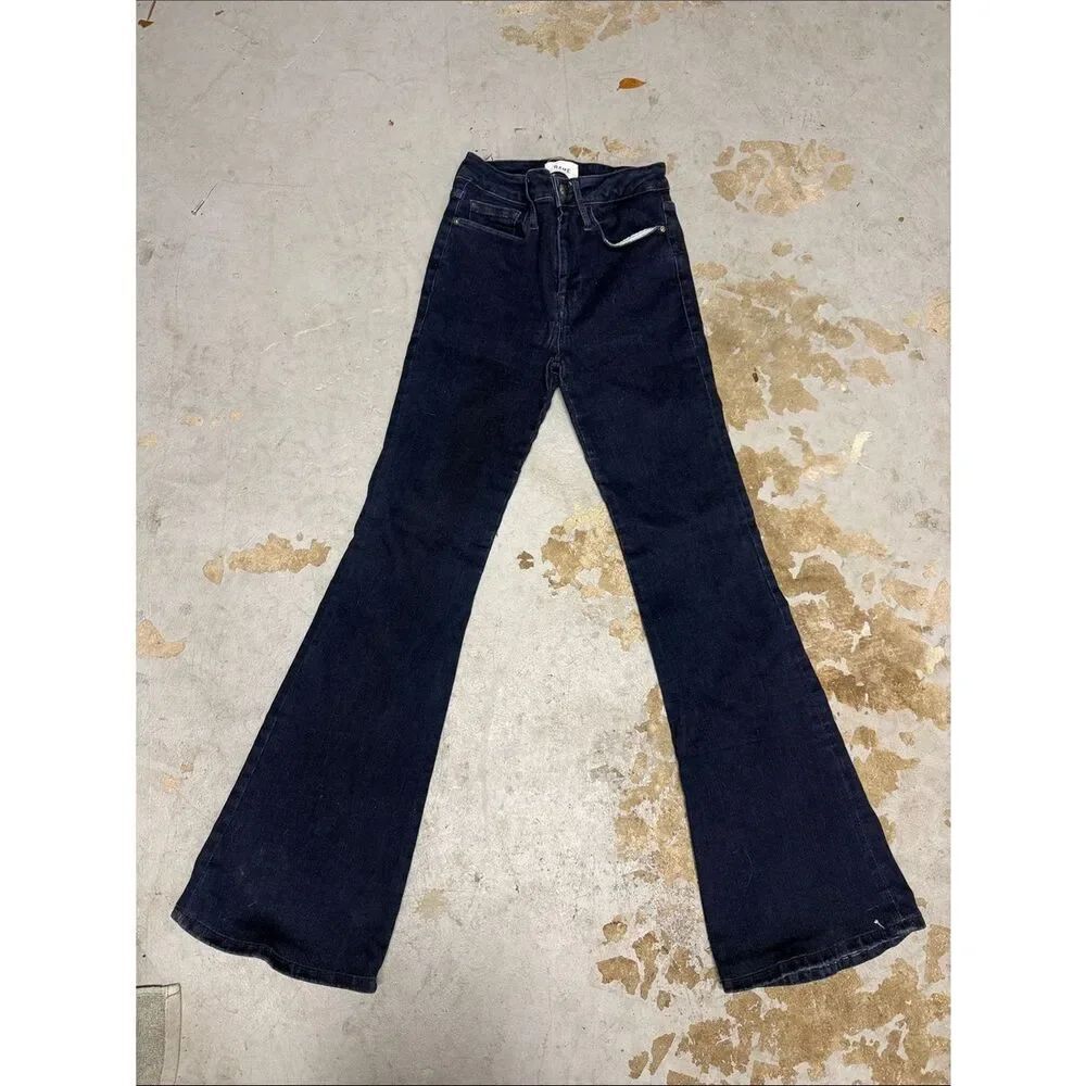 FRAME Denim Women's Dark Wash Flared Jeans - Navy Blue - NWOT - Size 1